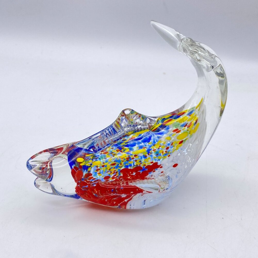 Art Glass Shark paperweight fish whale office‎ decor multi color paper weight